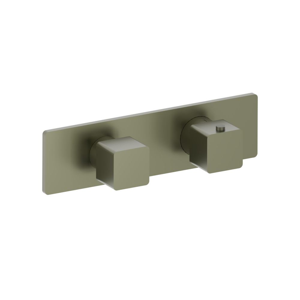 3/4" Horizontal Thermostatic Shower Valve & Trim - 3 Output | Army Green