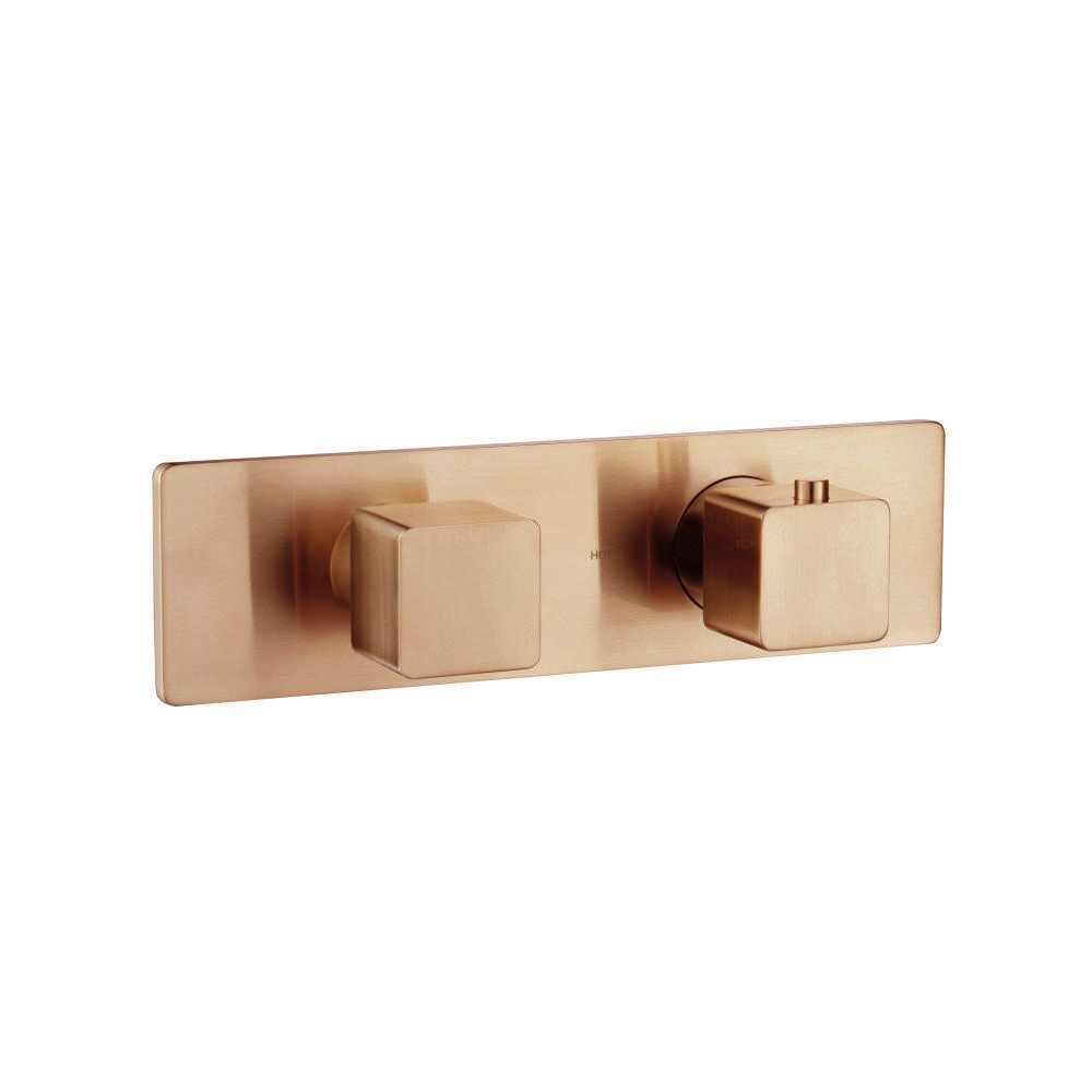 3/4" Horizontal Thermostatic Shower Valve & Trim - 3-Output | Brushed Bronze PVD