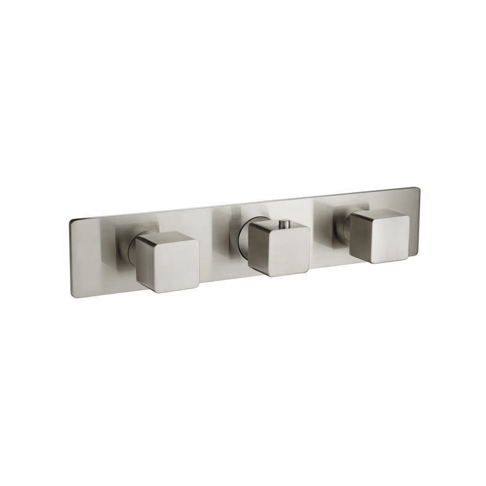 Trim For Horizontal Thermostatic Valve with 2 Volume Controls | Brushed Nickel PVD