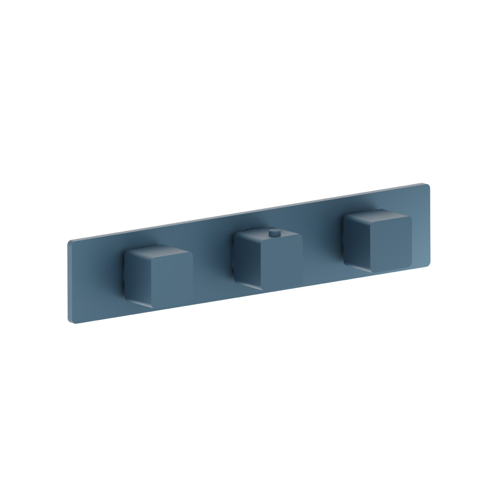 Trim For Horizontal Thermostatic Valve with 2 Volume Controls | Blue Platinum