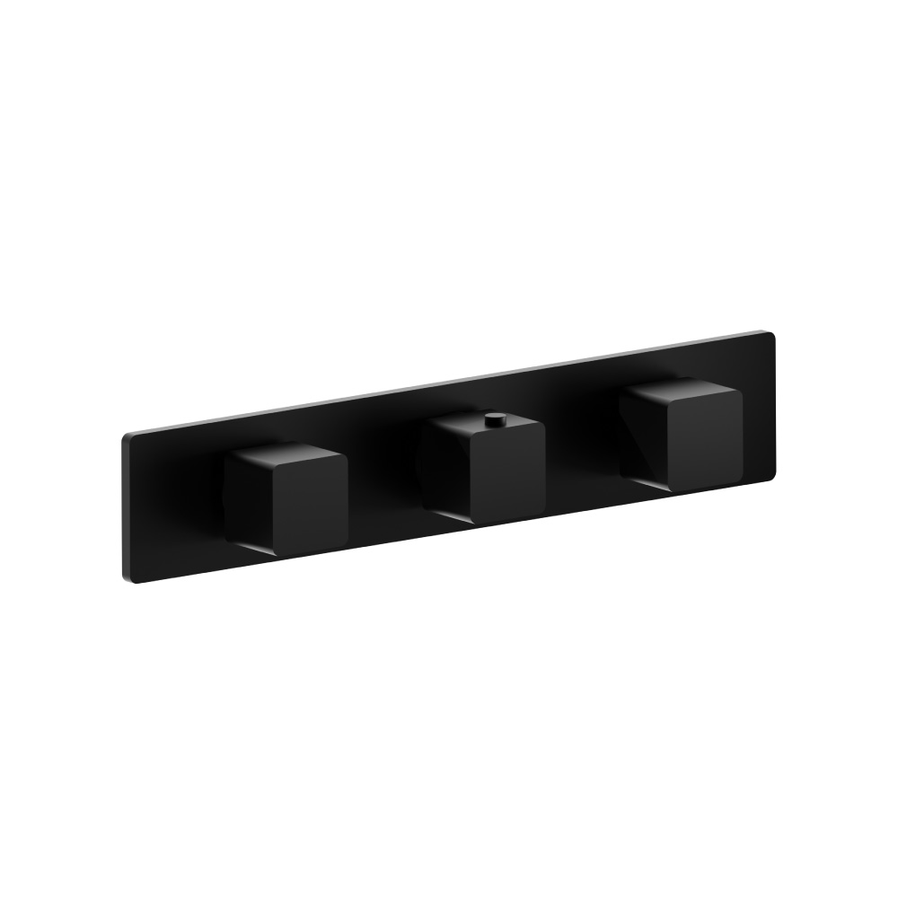Trim For Horizontal Thermostatic Valve with 2 Volume Controls | Gloss Black