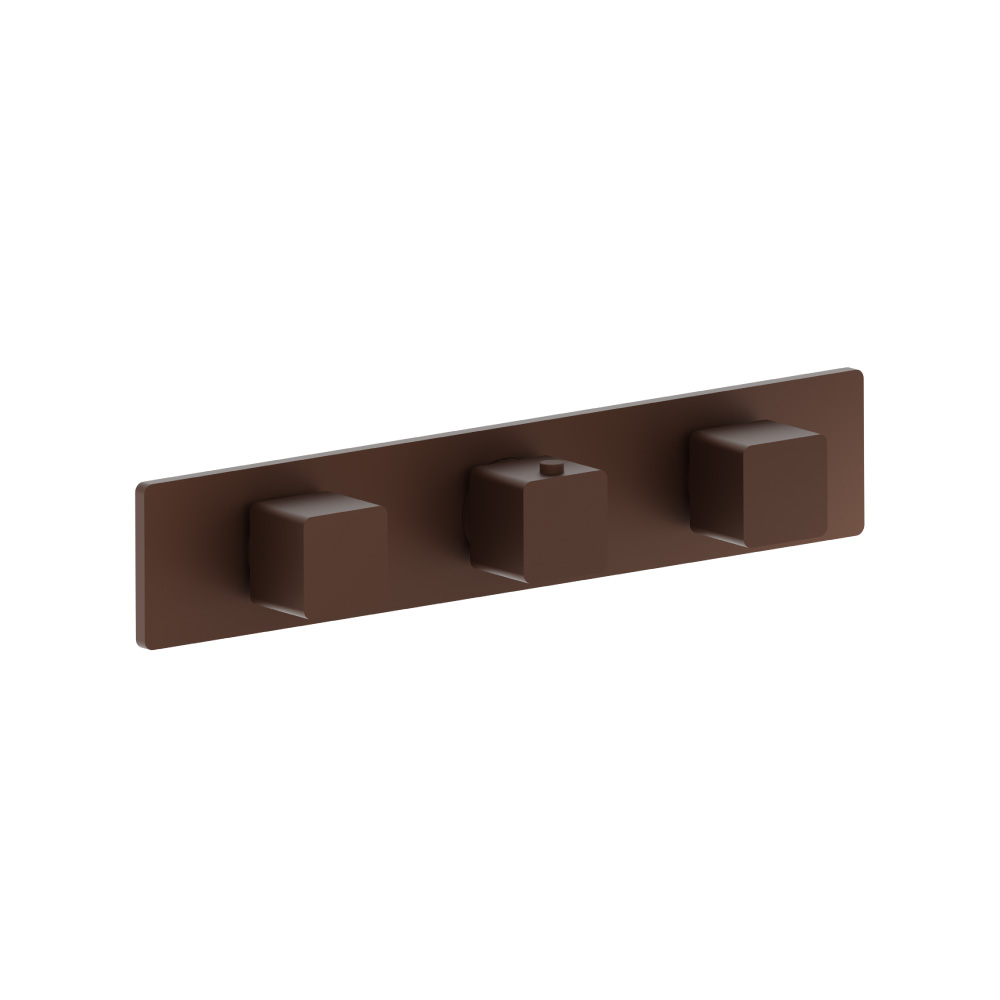 Trim For Horizontal Thermostatic Valve with 2 Volume Controls | Vortex Brown
