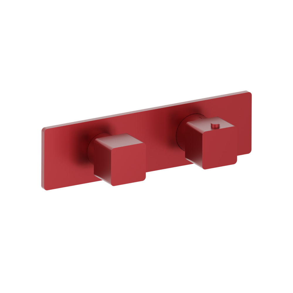 3/4" Horizontal Thermostatic Shower Valve & Trim - 2 Output | Deep Red