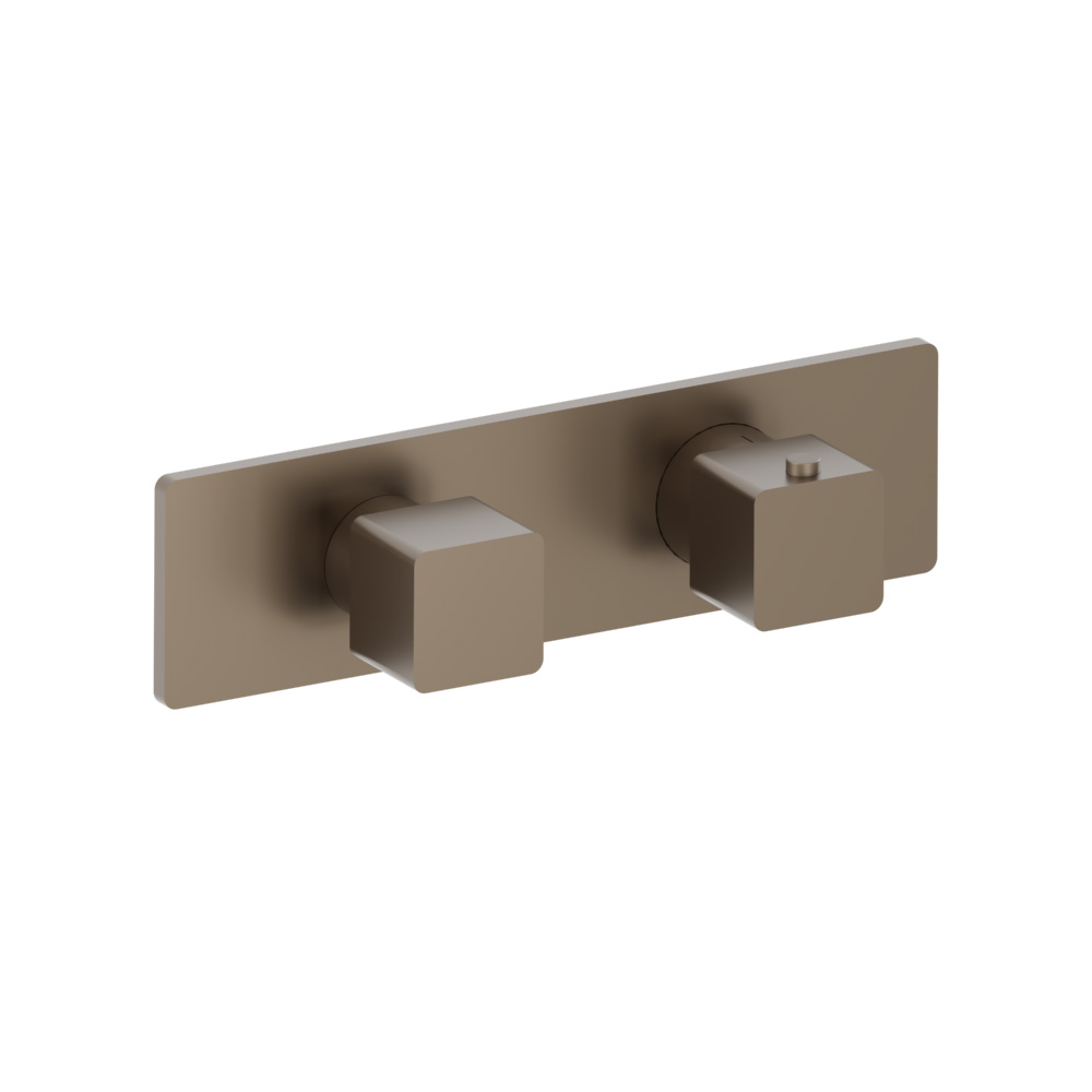 3/4" Horizontal Thermostatic Shower Valve & Trim - 2 Output | Dark Tan