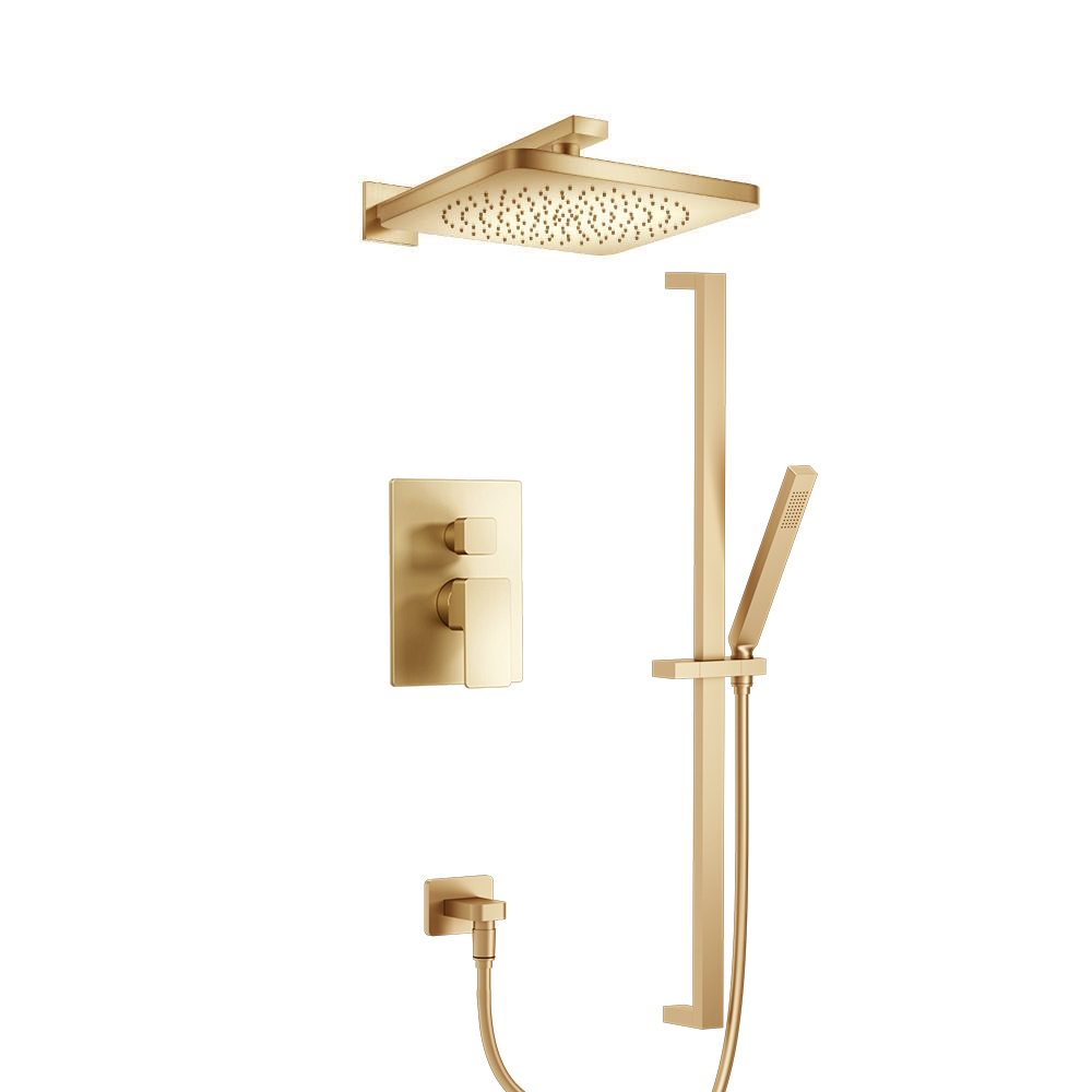 Two Output Shower Set With Shower Head, Hand Held And Slide Bar | Brushed Bronze PVD