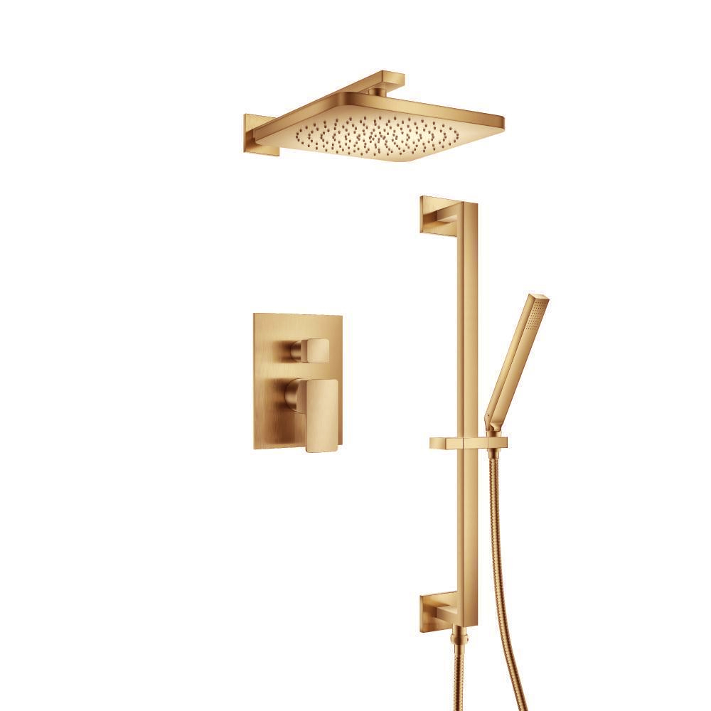 Two Output Shower Set With Shower Head, Hand Held And Slide Bar | Brushed Bronze PVD