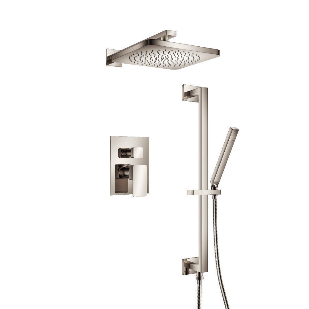 Two Output Shower Set With Shower Head, Hand Held And Slide Bar | Polished Nickel PVD