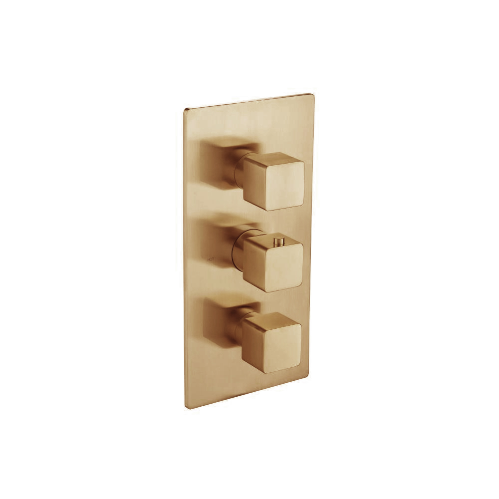 3/4" Thermostatic Valve With Trim - 3 Output | Brushed Bronze PVD