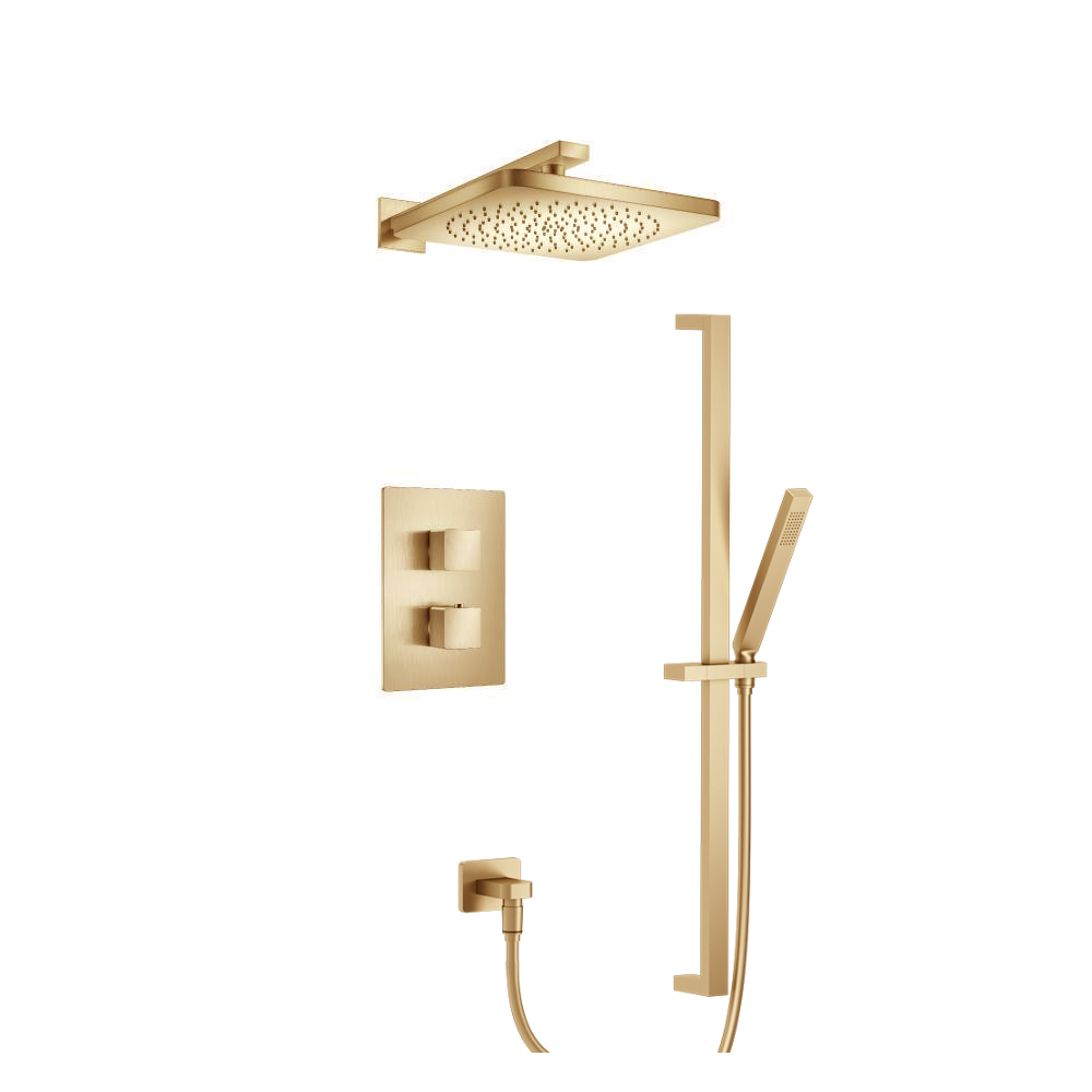 Two Output Shower Set With Shower Head, Hand Held And Slide Bar | Brushed Bronze PVD