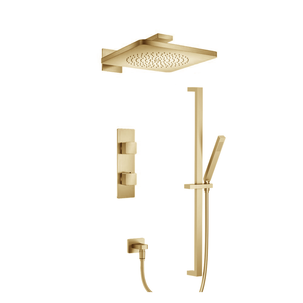 Two Output Shower Set With Shower Head, Hand Held And Slide Bar | Brushed Bronze PVD
