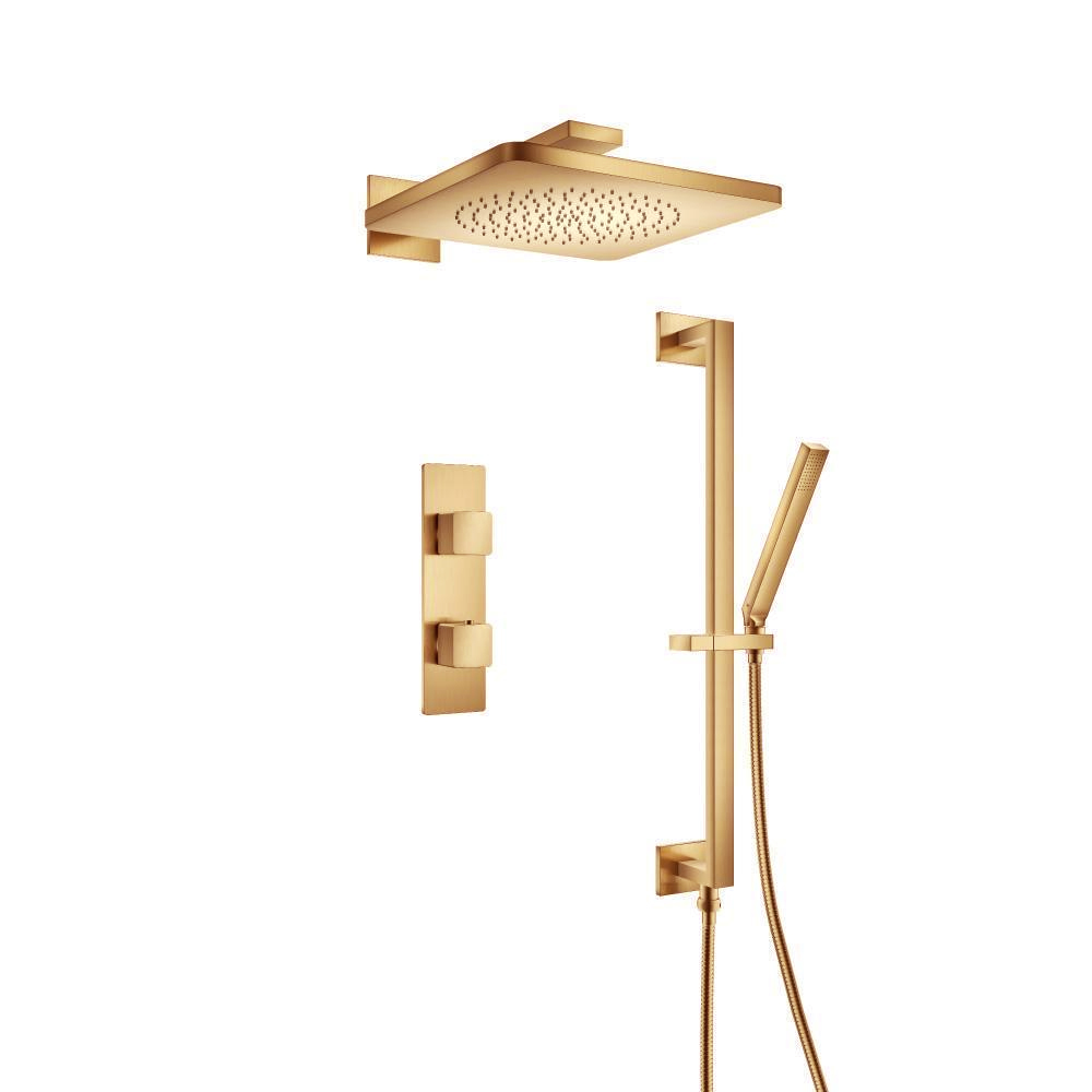 Two Output Shower Set With Shower Head, Hand Held And Slide Bar | Brushed Bronze PVD
