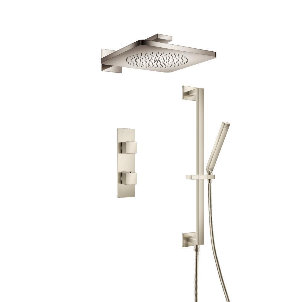 Two Output Shower Set With Shower Head, Hand Held And Slide Bar | Brushed Nickel PVD