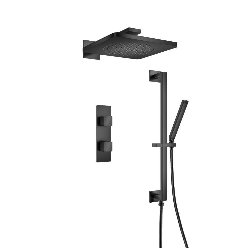 Two Output Shower Set With Shower Head, Hand Held And Slide Bar | Matte Black