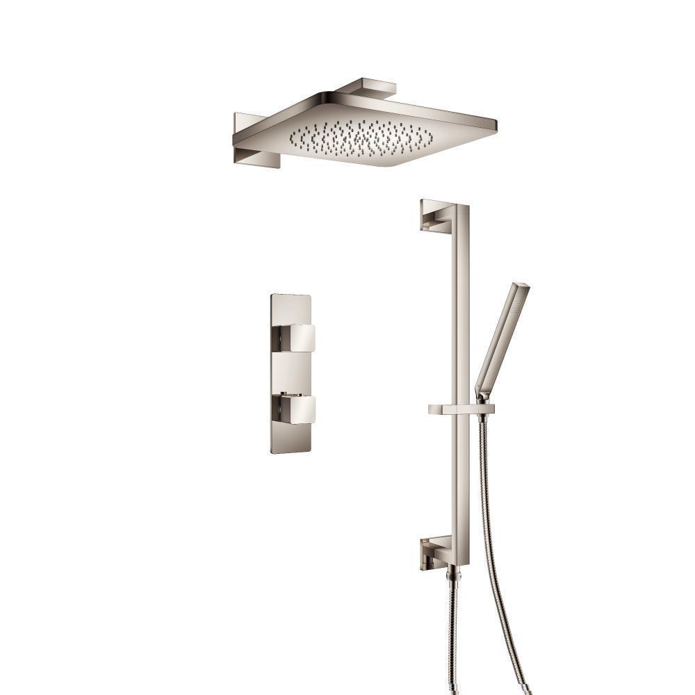Two Output Shower Set With Shower Head, Hand Held And Slide Bar | Polished Nickel PVD