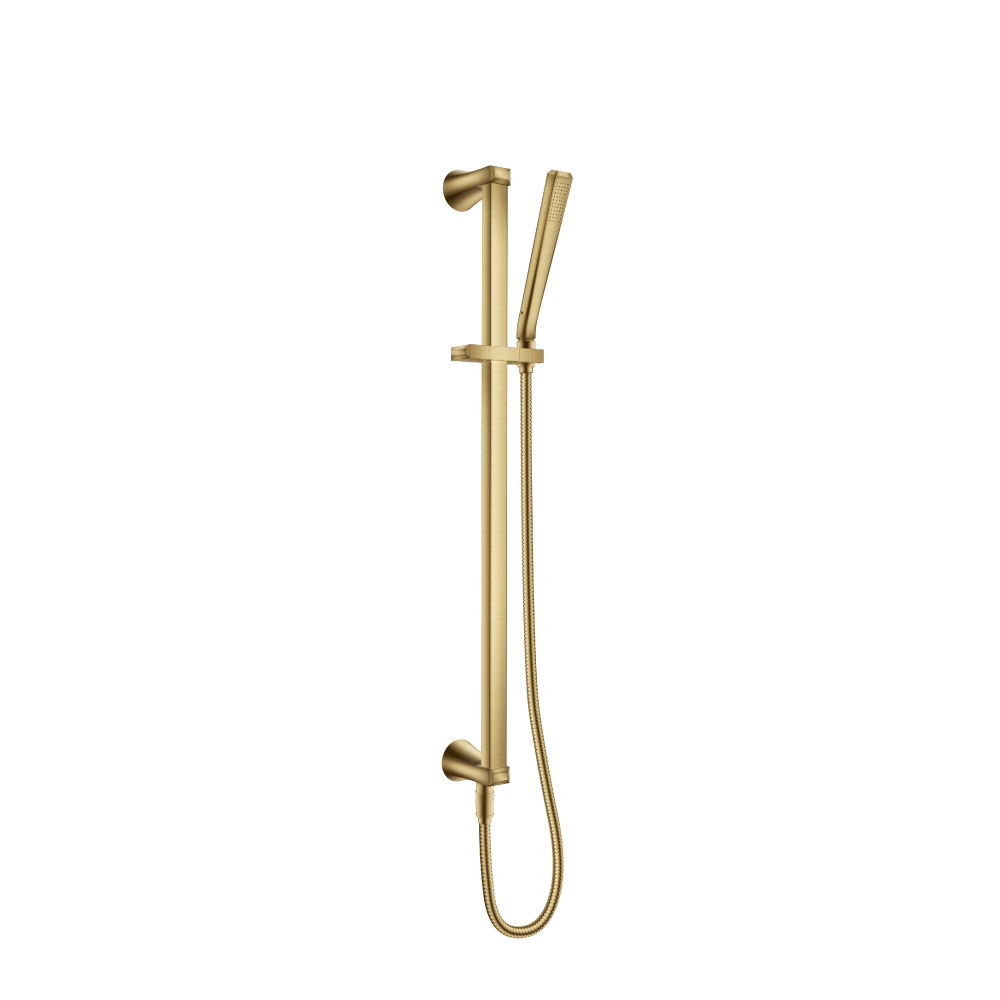 Hand Shower Set with Slide Bar, Integrated Elbow & Hose | Satin Brass PVD