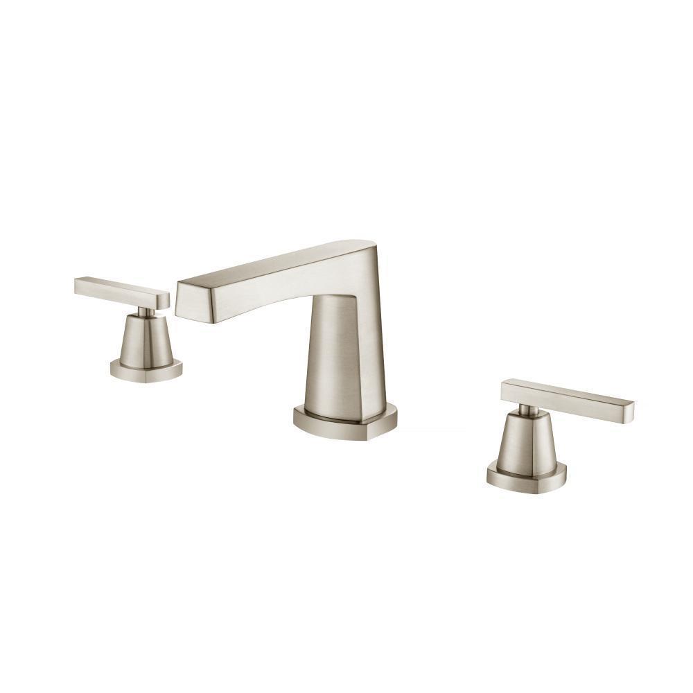 Three Hole 8" Widespread Two Handle Bathroom Faucet | Brushed Nickel PVD