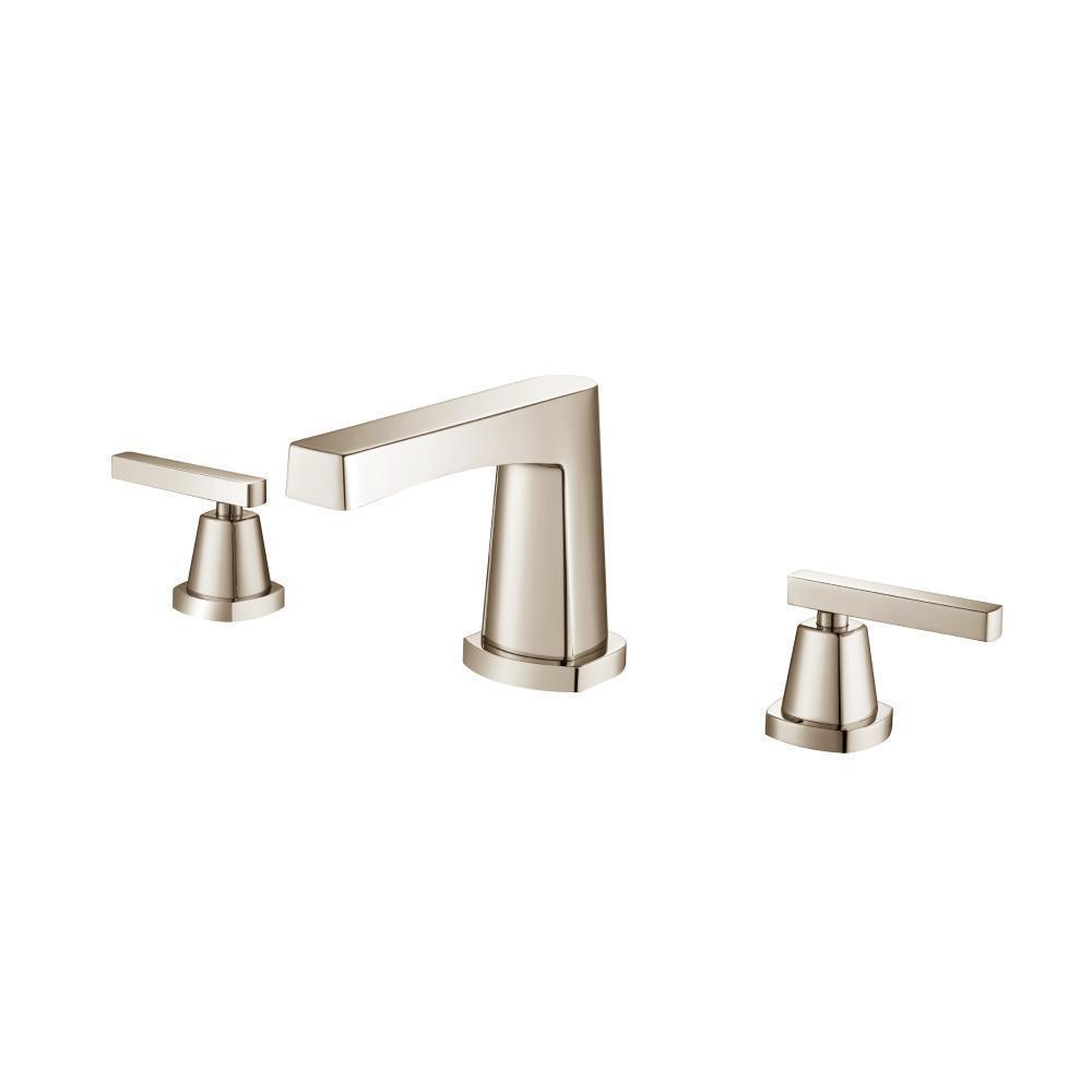 Three Hole 8" Widespread Two Handle Bathroom Faucet | Polished Nickel PVD
