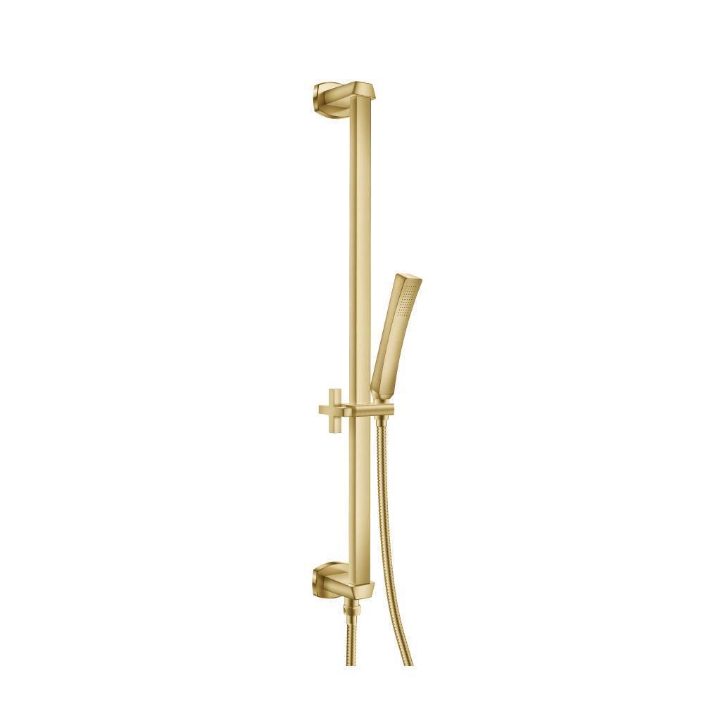 Hand Shower Set with Slide Bar, Integrated Elbow & Hose | Satin Brass PVD