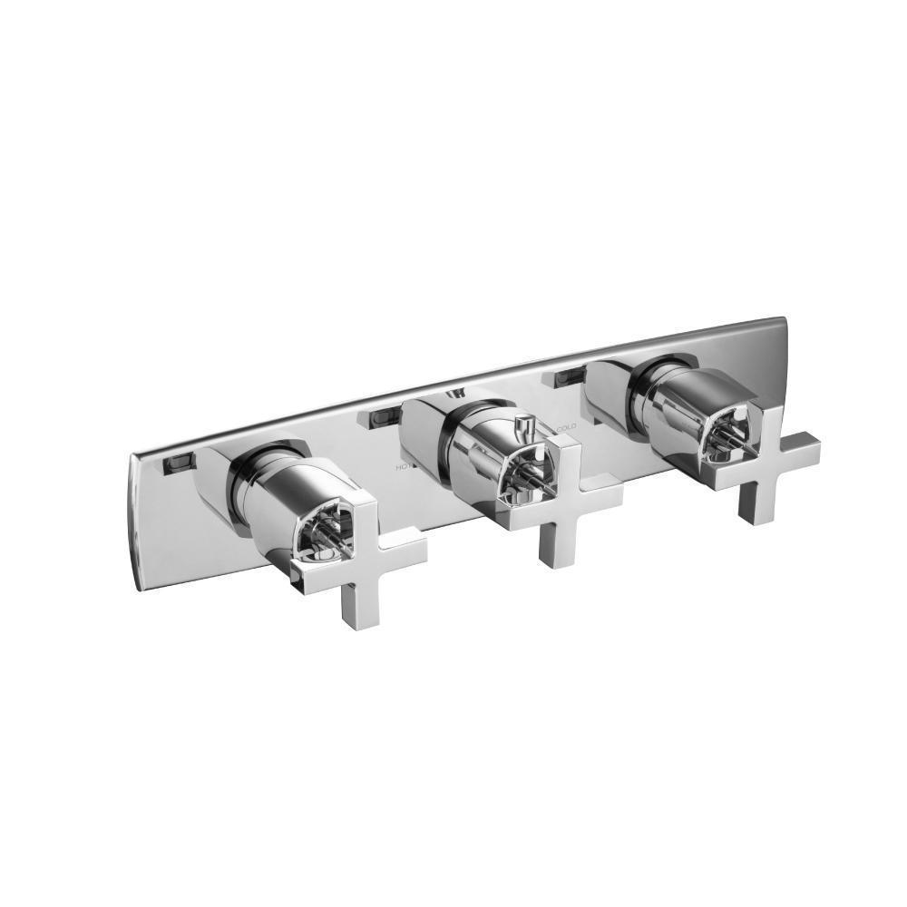 3/4" Horizontal Thermostatic Valve with 2 Volume Controls &  Trim | Chrome