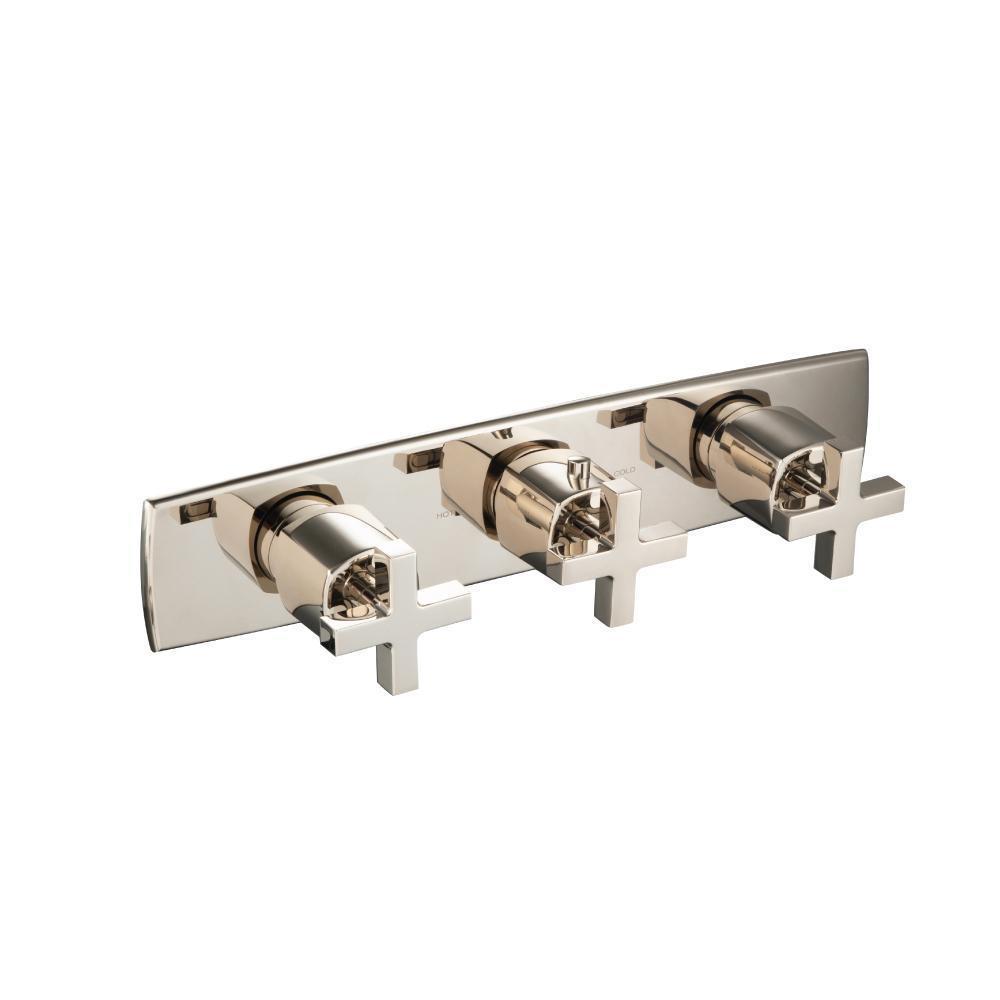 3/4" Horizontal Thermostatic Valve with 2 Volume Controls &  Trim | Polished Nickel PVD