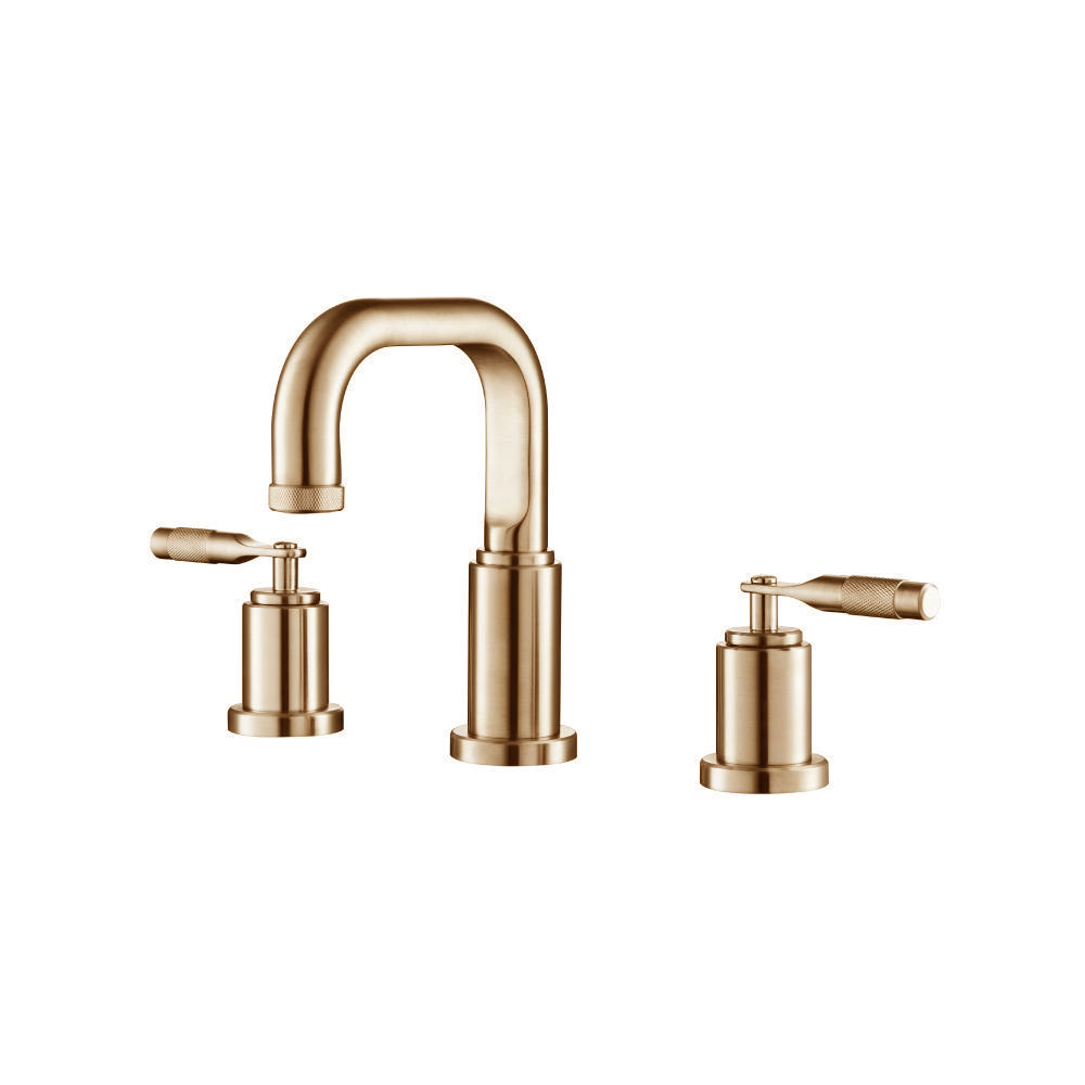 Three Hole 8" Widespread Two Handle Bathroom Faucet | Brushed Bronze PVD