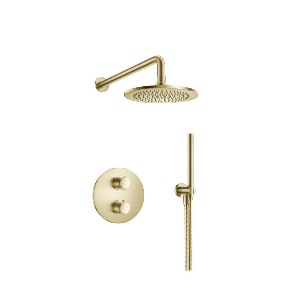 Two Output Shower Set With Shower Head And Hand Held | Satin Brass PVD