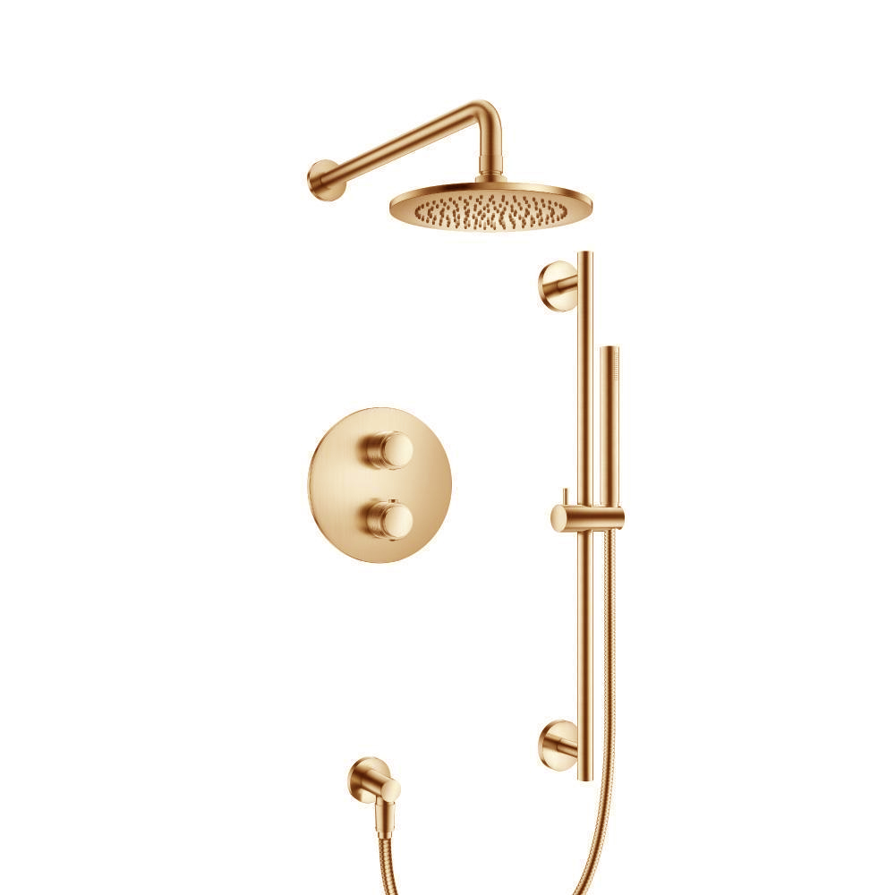 Two Output Shower Set With Shower Head, Hand Held And Slide Bar | Brushed Bronze PVD