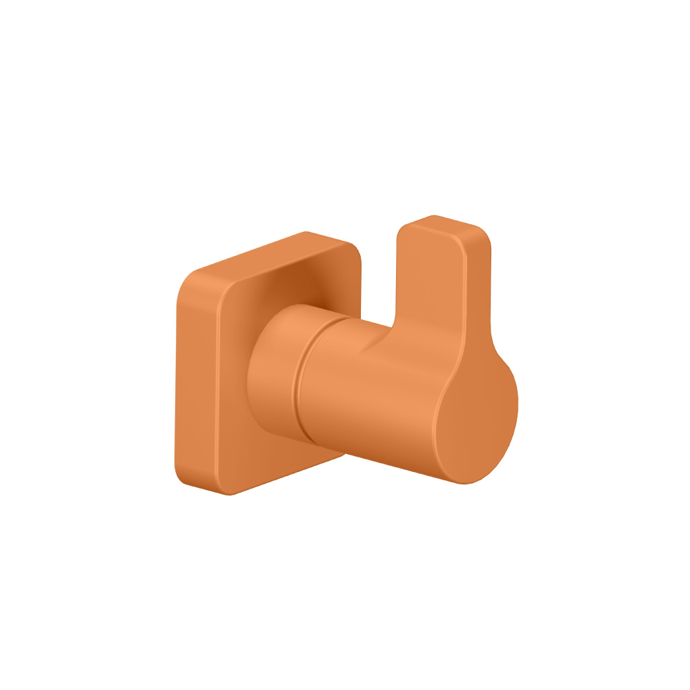 Brass Bathroom Towel / Robe Hook | Terracotta Orange