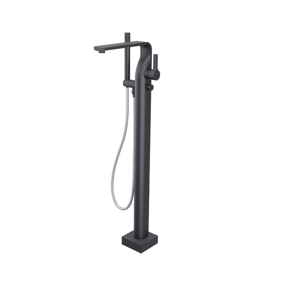Freestanding Floor Mount Bathtub / Tub Filler With Hand Shower | Dark Grey