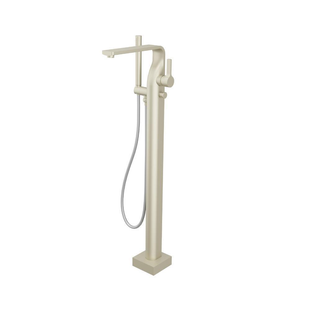Freestanding Floor Mount Bathtub / Tub Filler With Hand Shower | Light Tan