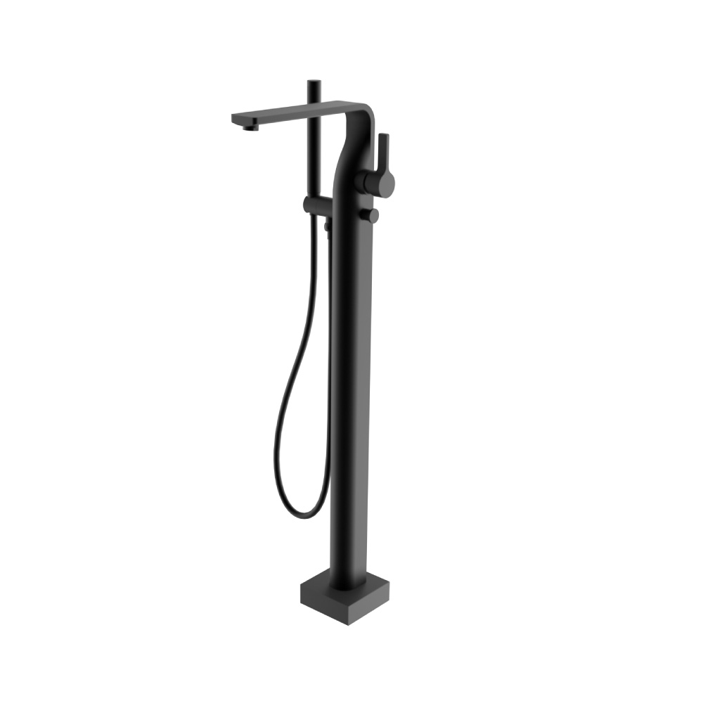 Freestanding Floor Mount Bathtub / Tub Filler With Hand Shower | Matte Black