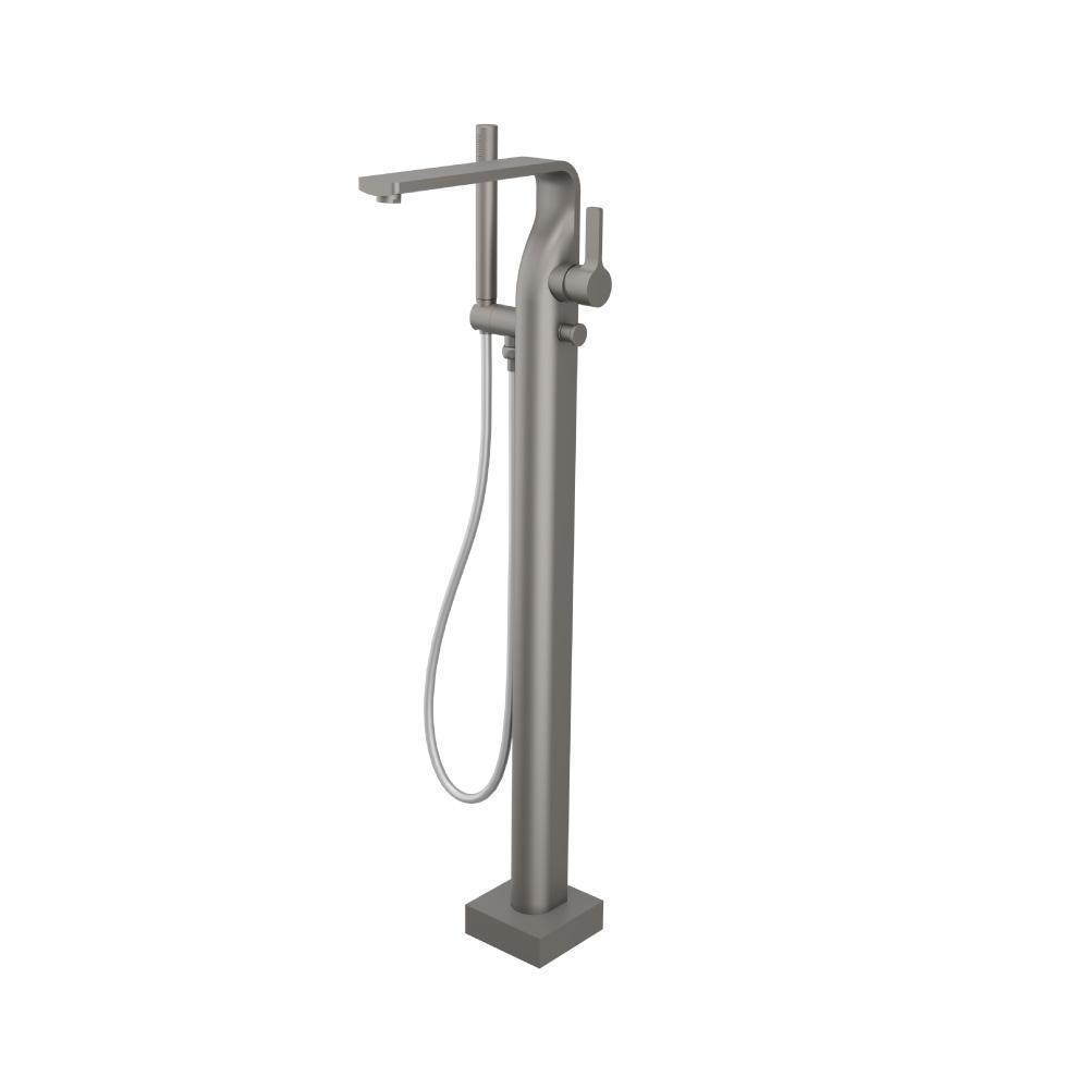 Freestanding Floor Mount Bathtub / Tub Filler With Hand Shower | Steel Grey