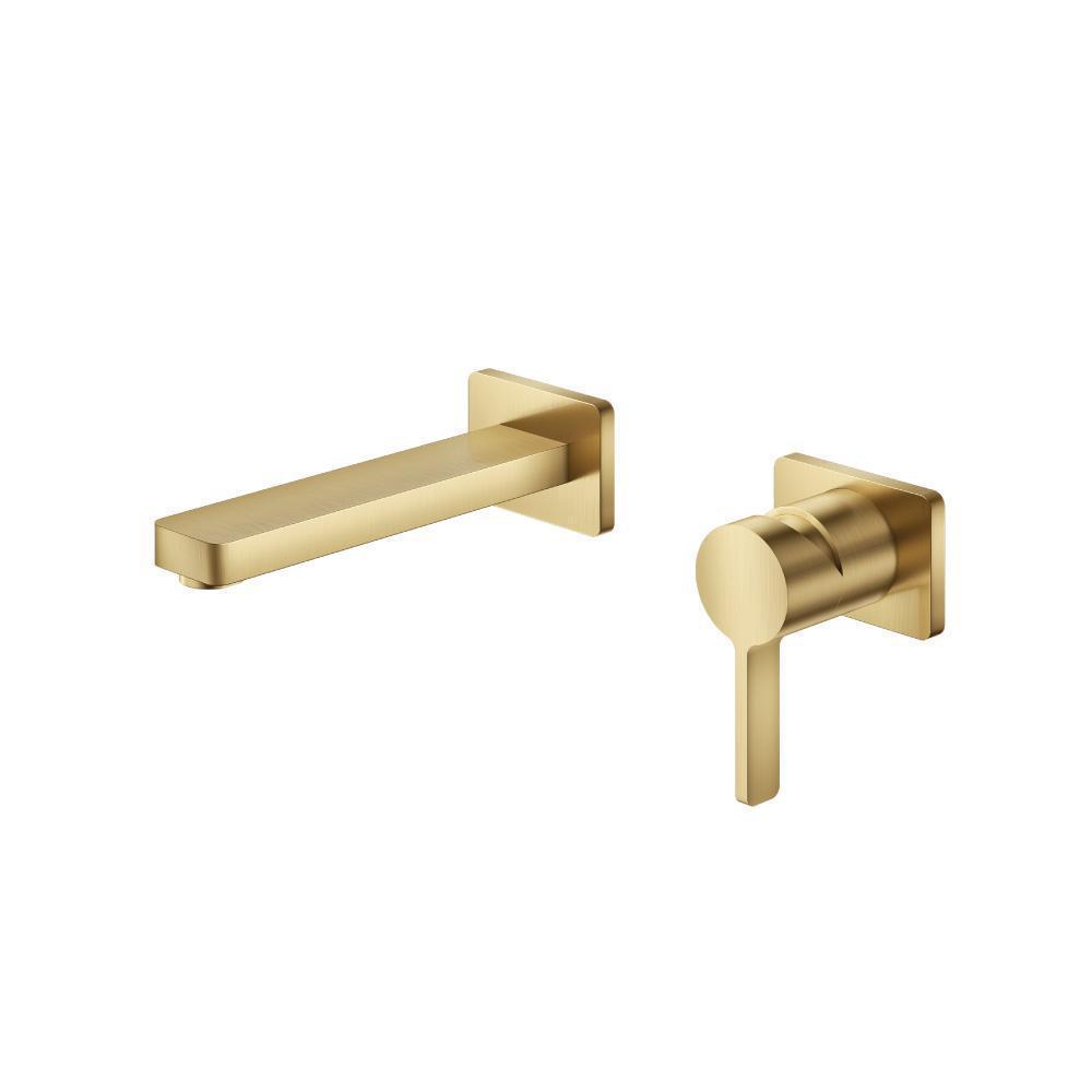 Single Handle Wall Mounted Bathroom Faucet | Satin Brass PVD