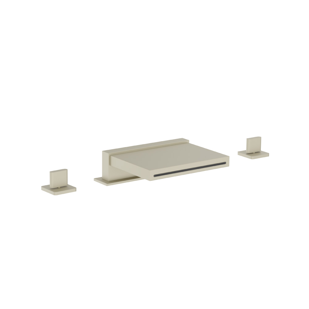 3 Hole Deck Mount Cascade / Sheet Flow Roman Tub Faucet | Light Tan