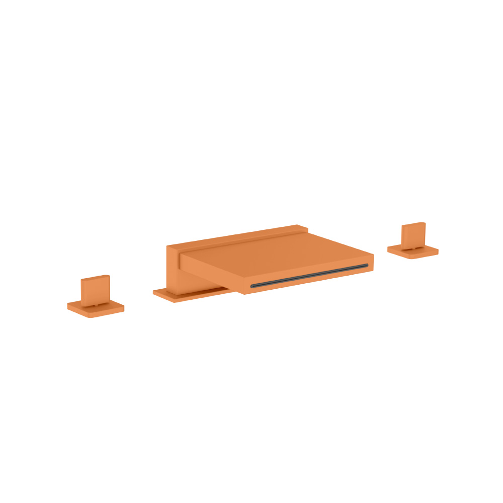 3 Hole Deck Mount Cascade / Sheet Flow Roman Tub Faucet | Terracotta Orange