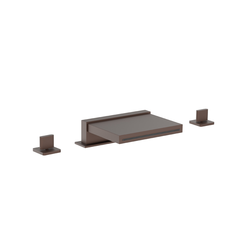 3 Hole Deck Mount Cascade / Sheet Flow Roman Tub Faucet | Vortex Brown