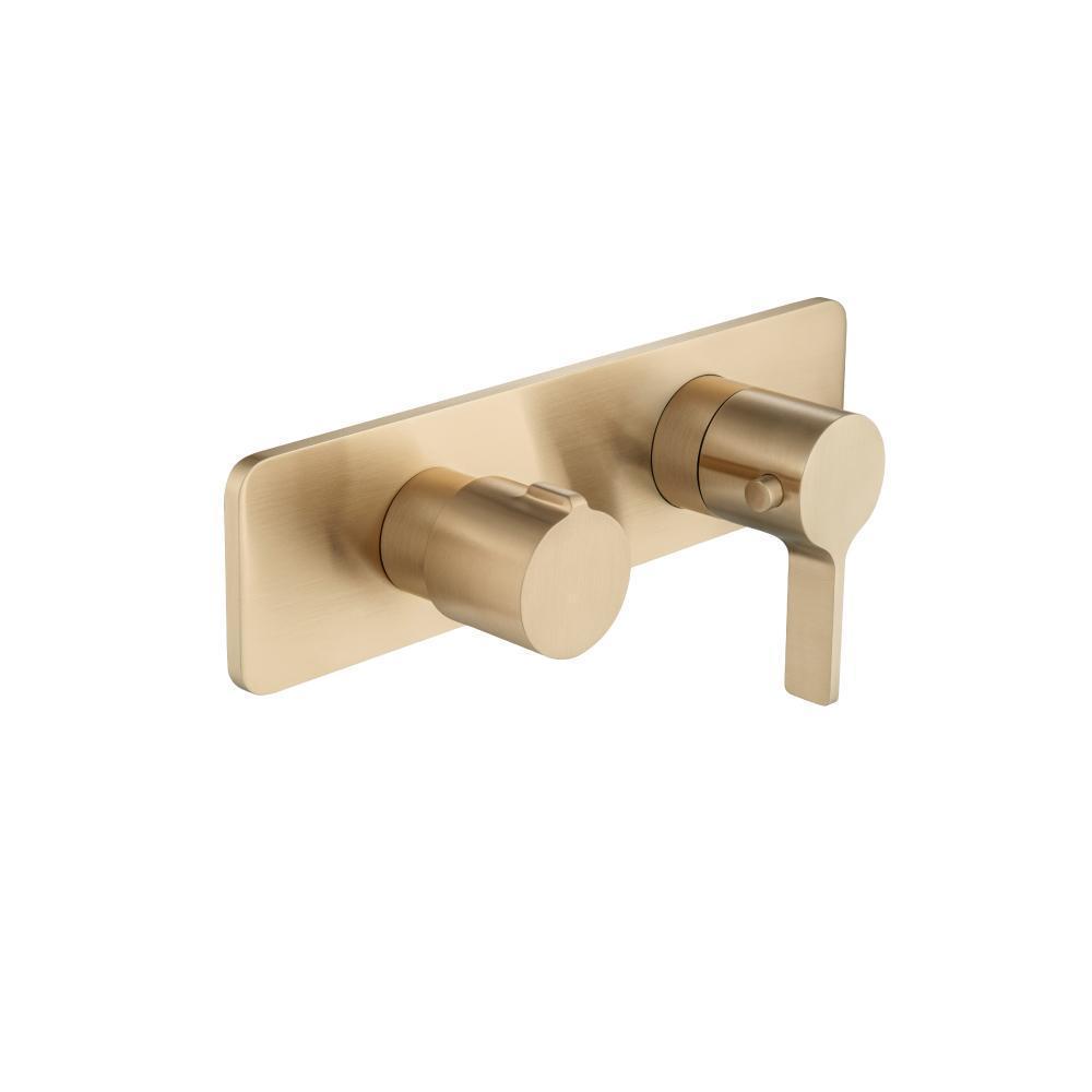 3/4" Horizontal Thermostatic Shower Valve & Trim - 2 Output | Brushed Bronze PVD