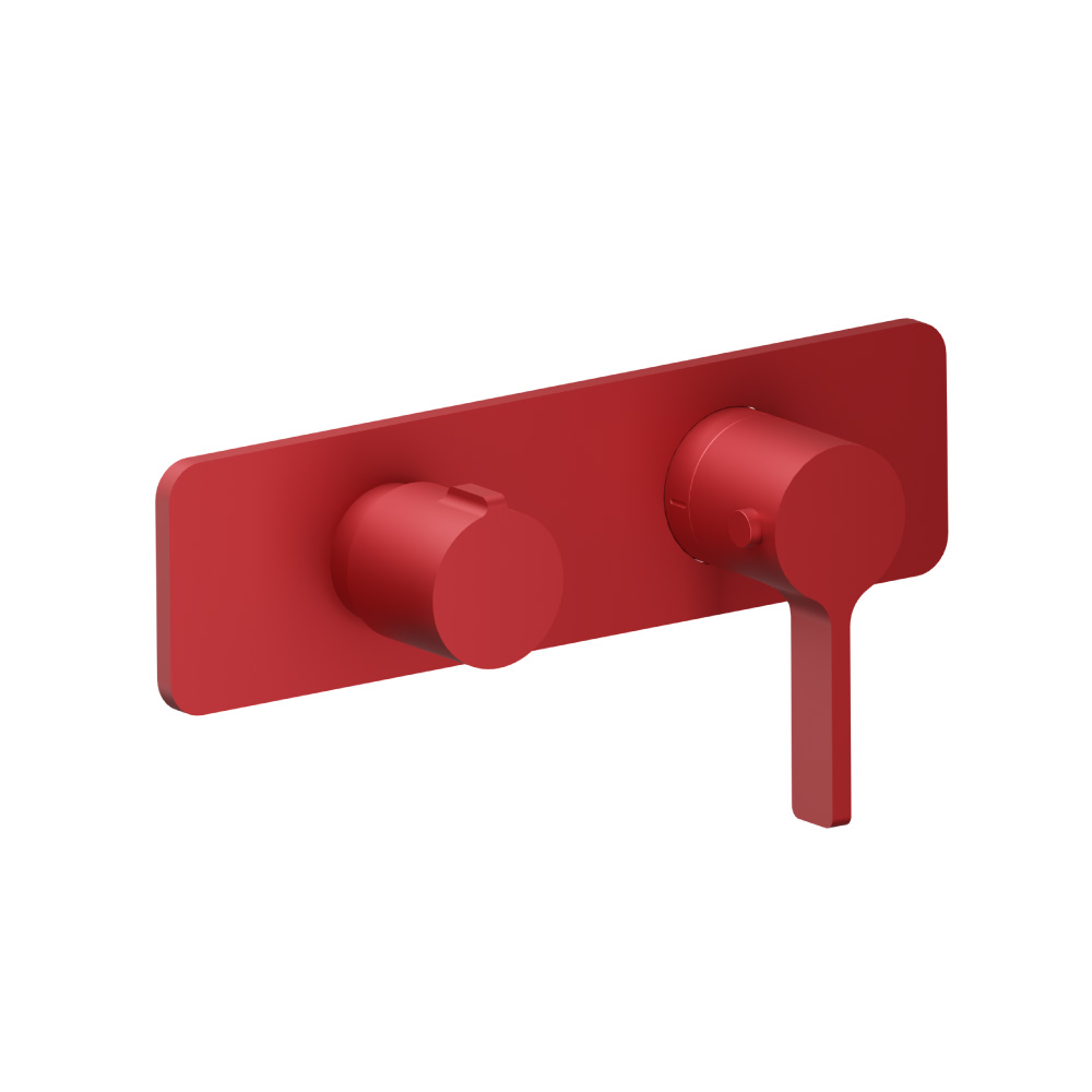 3/4" Horizontal Thermostatic Shower Valve & Trim - 2 Output | Deep Red