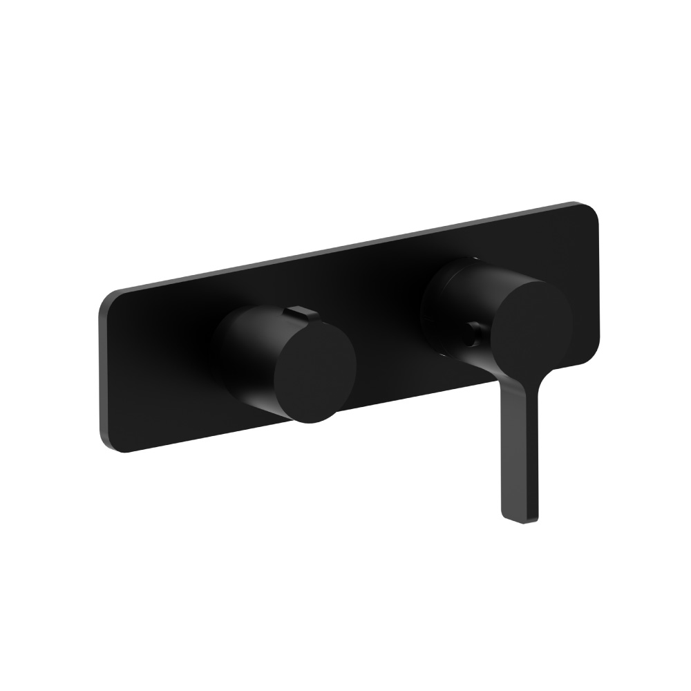 3/4" Horizontal Thermostatic Shower Valve & Trim - 2 Output | Gloss Black