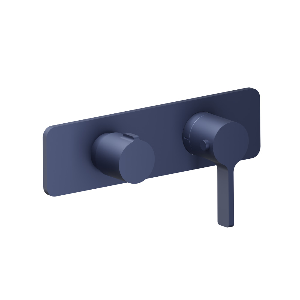 3/4" Horizontal Thermostatic Shower Valve & Trim - 2 Output | Navy Blue