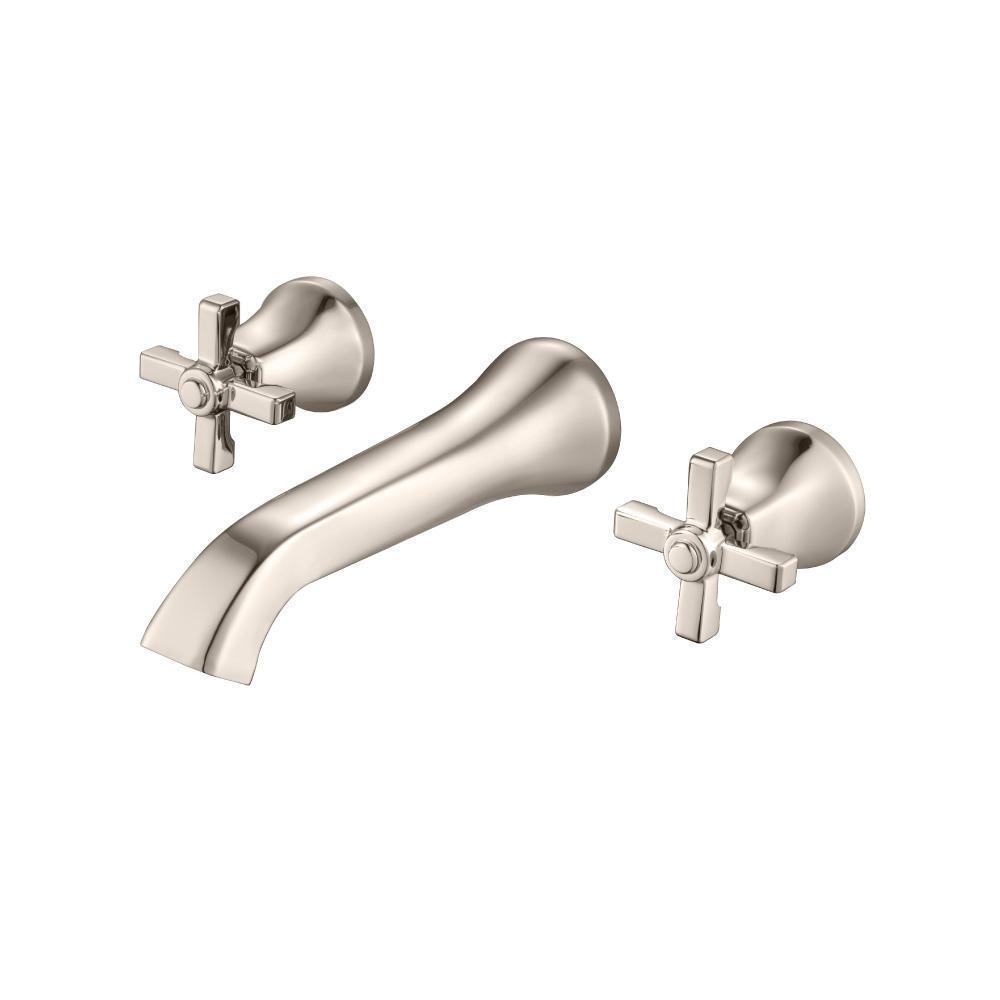 Two Handle Wall Mounted Bathroom Faucet | Polished Nickel PVD