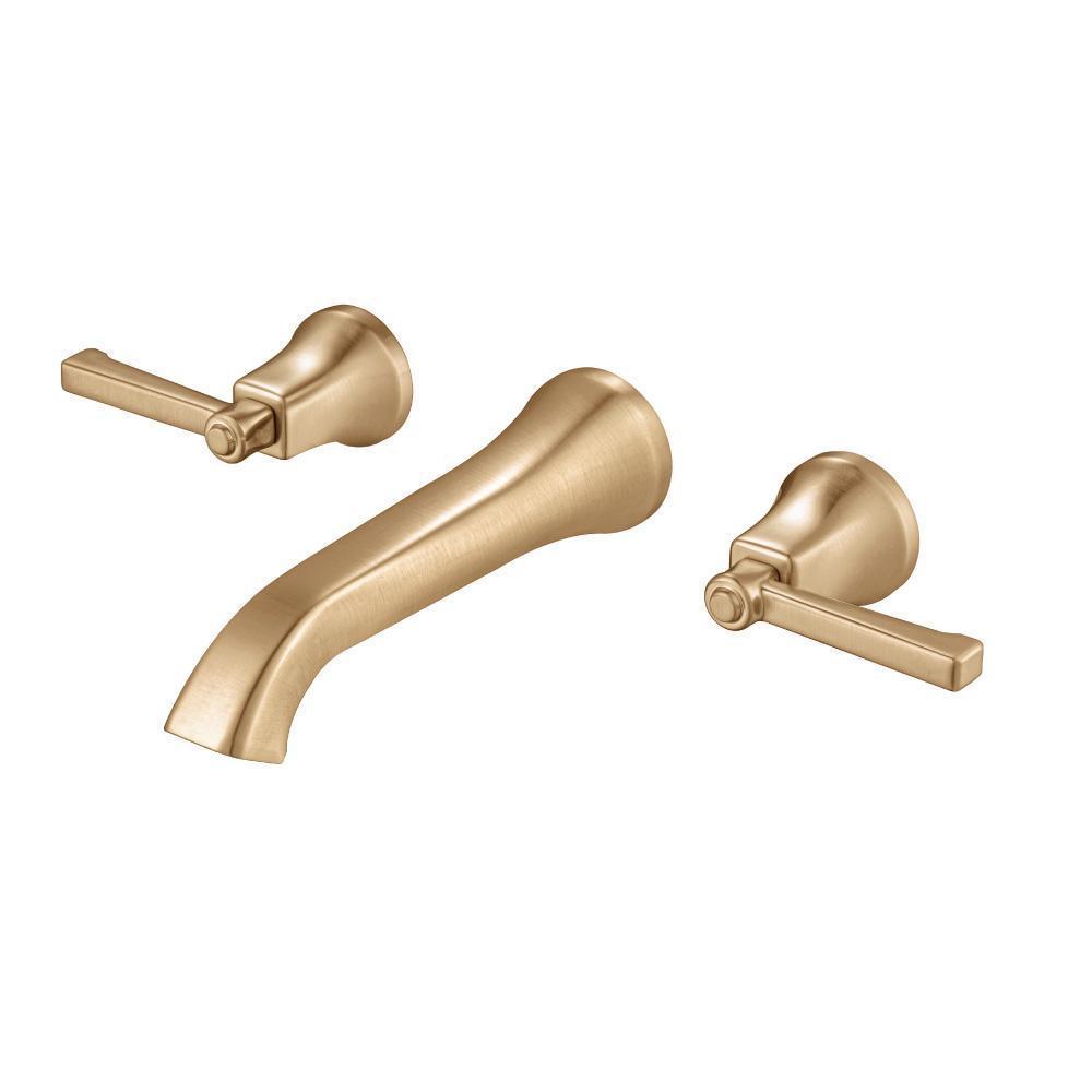 Two Handle Wall Mounted Bathroom Faucet | Brushed Bronze PVD