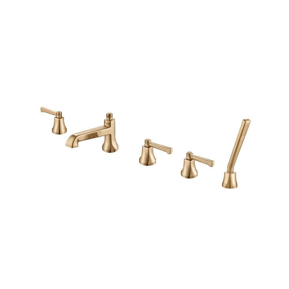 Five Hole Deck Mounted Roman Tub Faucet With Hand Shower | Brushed Bronze PVD