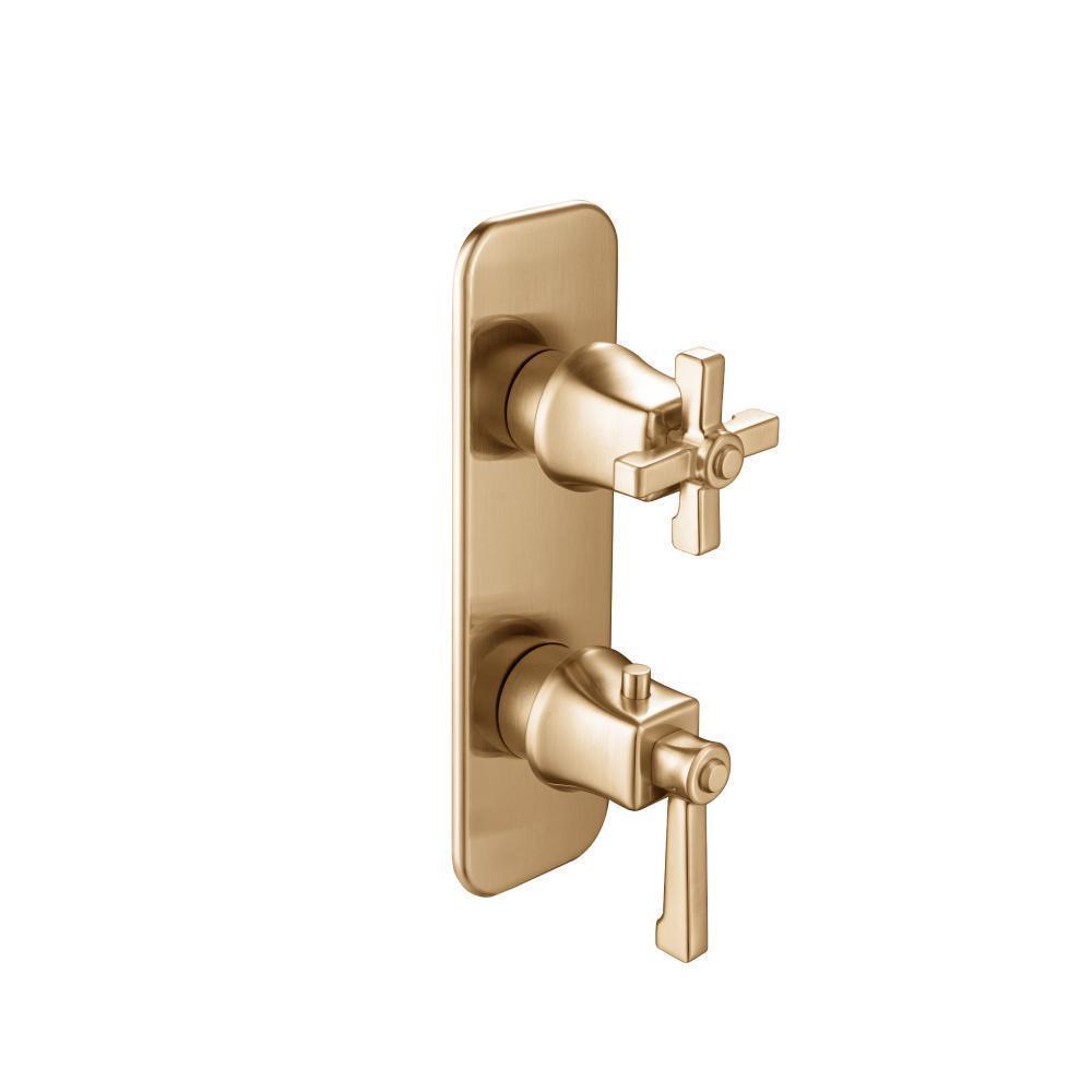 3/4" Thermostatic Shower Valve & Trim  - 2-Output | Brushed Bronze PVD