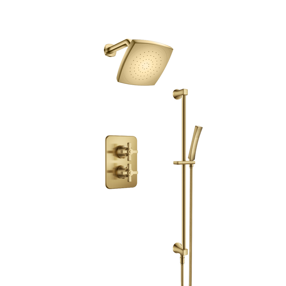 Two Output Shower Set With Shower Head And Hand Held | Satin Brass PVD