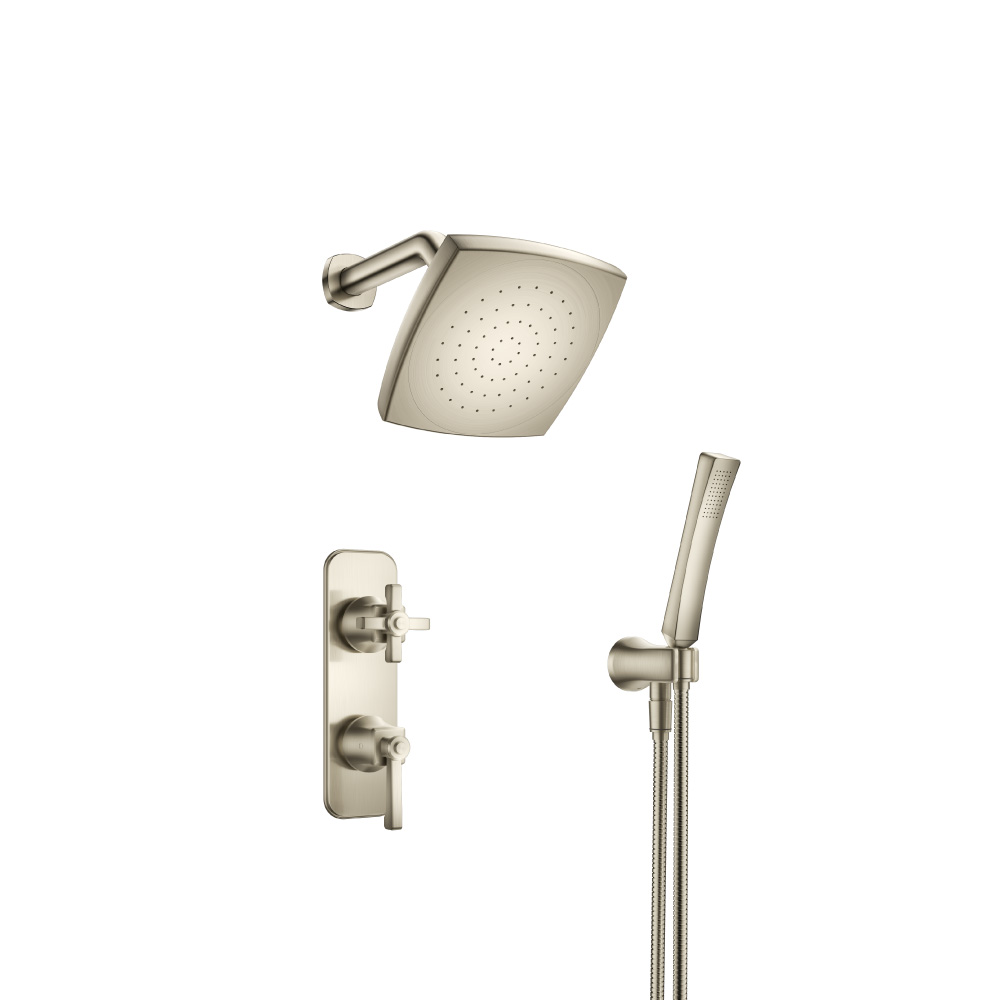 Two Output Shower Set With Shower Head And Hand Held | Brushed Nickel PVD