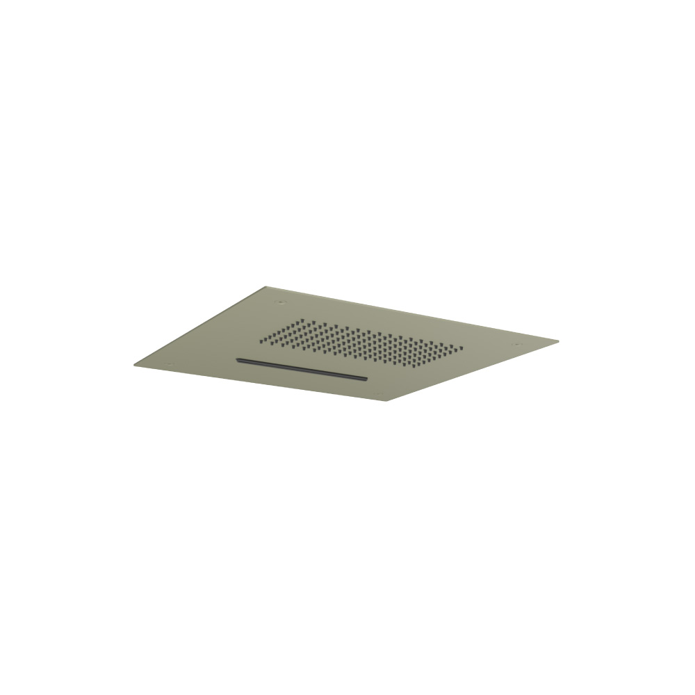 15" Stainless Steel Flush Mount Rainhead With Cascade Waterfall | Army Green