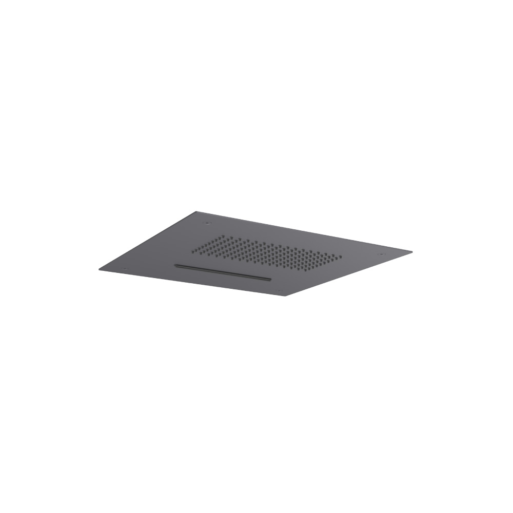 15" Stainless Steel Flush Mount Rainhead With Cascade Waterfall | Dark Grey