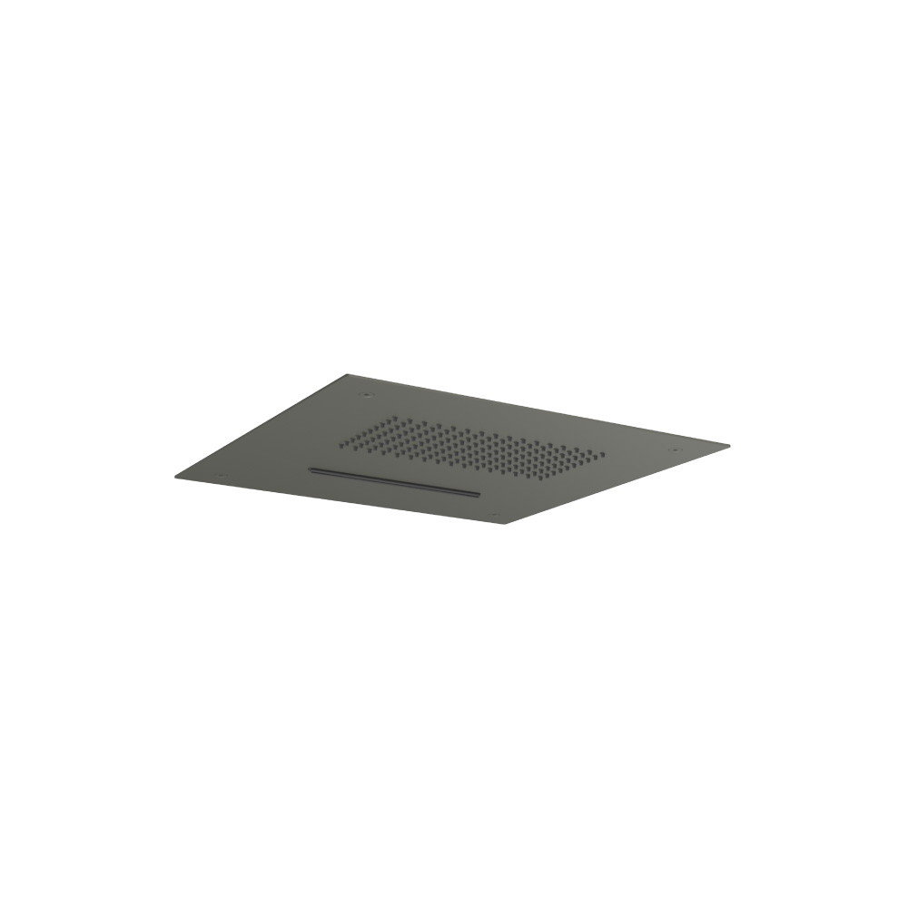 15" Stainless Steel Flush Mount Rainhead With Cascade Waterfall | Dark Green