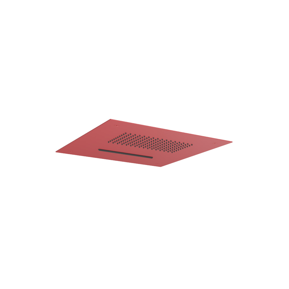 15" Stainless Steel Flush Mount Rainhead With Cascade Waterfall | Deep Red